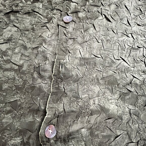 Vintage Women's Button-Up Textured Crinkle Olive Green Reversible Jacket Casual - Picture 6 of 7